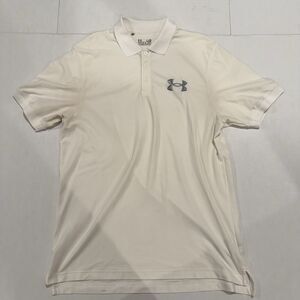 Under Armour Mens Polo Shirt Large White Regular Heatgear Embroidered